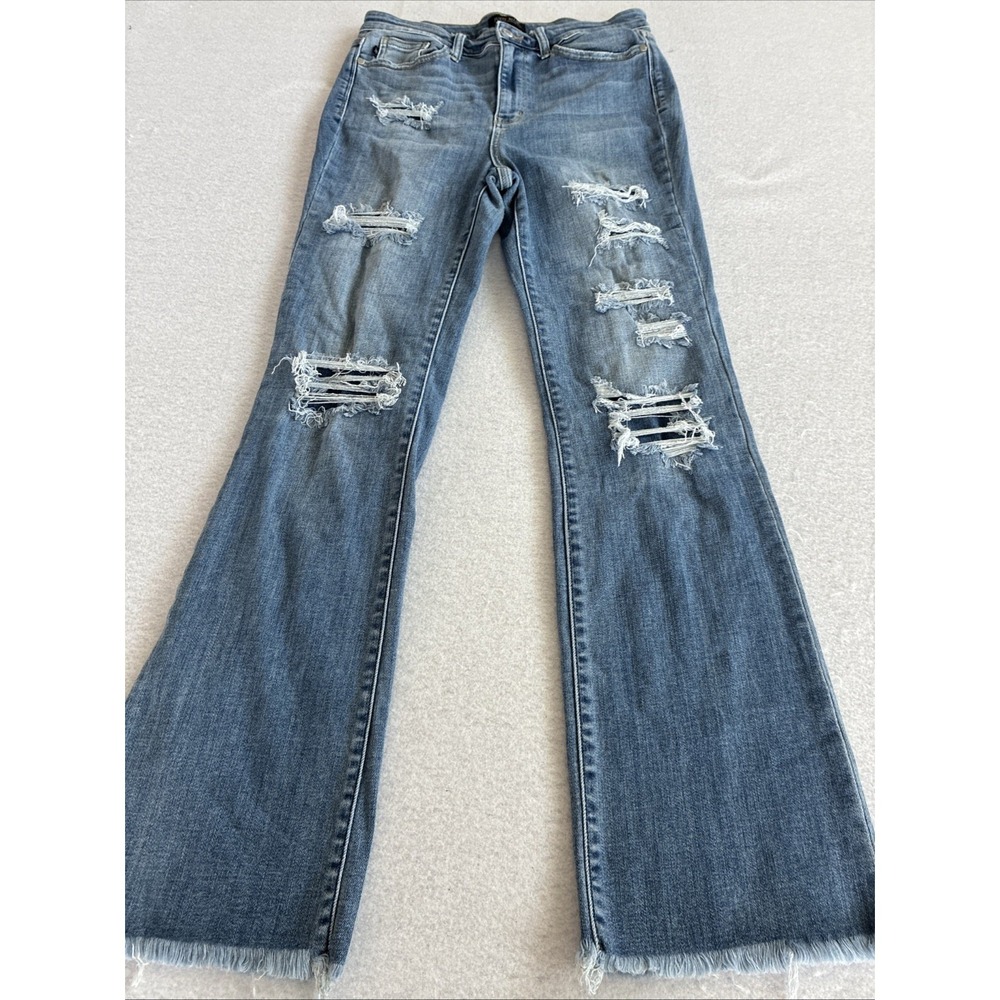 Distressed Flared Women’s Jeans - Medium Blue